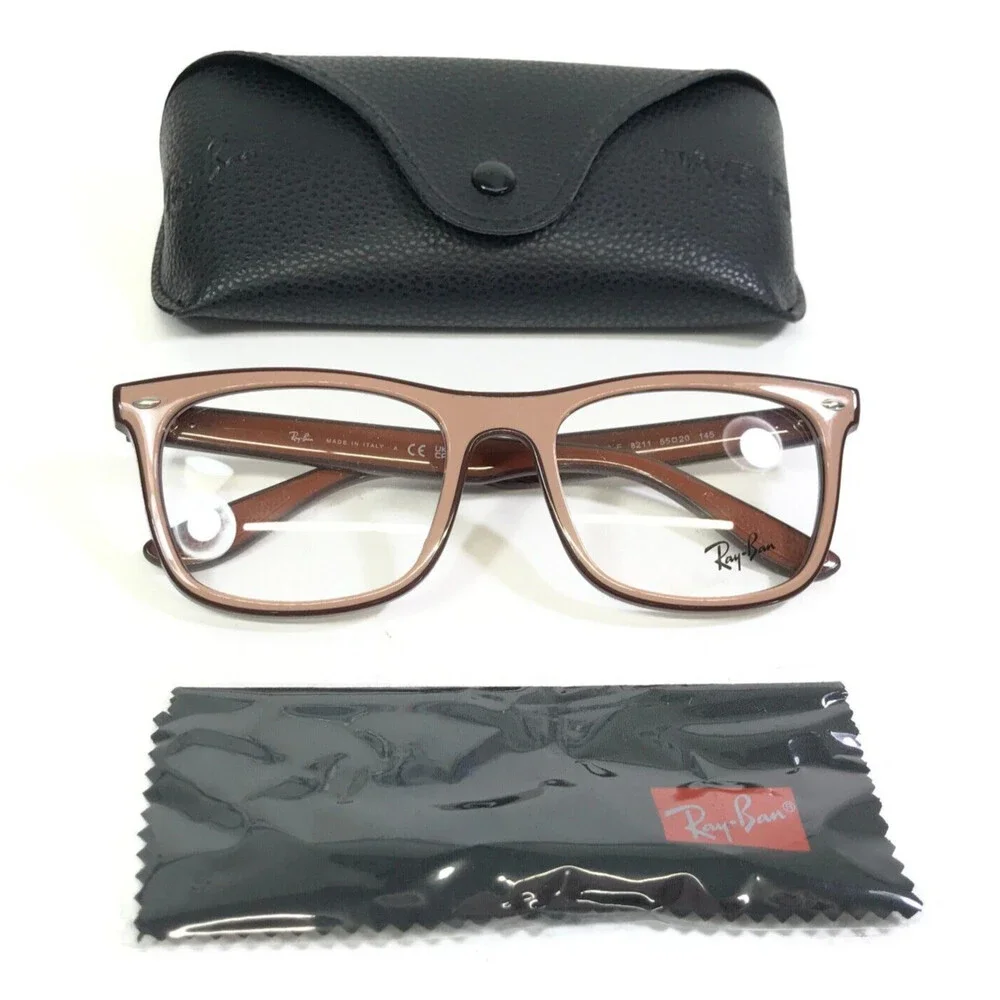 Ray-Ban Eyeglasses Frames RB7209-F 8211 Brown Beige Square Asian Fit 55-20-145